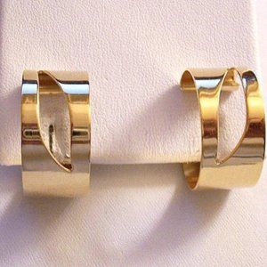 Open Swirl Hoops Clip On Earrings Gold Tone